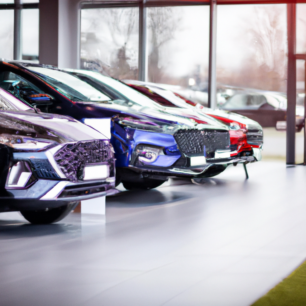 Concessionária moderna com carros de luxo